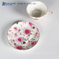 Nouvelle conception Peinture Pink Decal WholeSale Bone Chine Tea Cup et Saucer